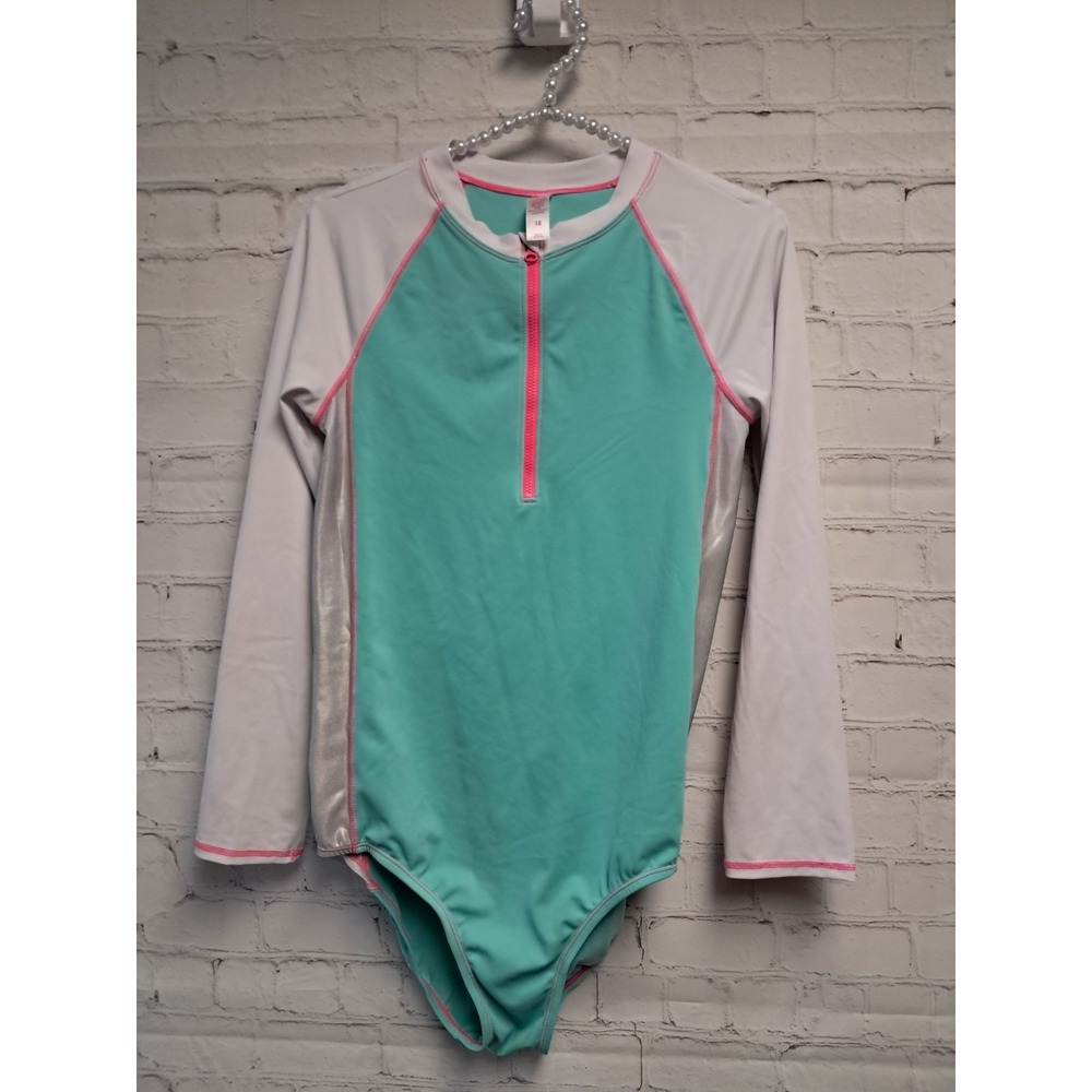 Girls Justice Bathing Suit. Size 18. Pink, Mint, And White. Has A Couple...